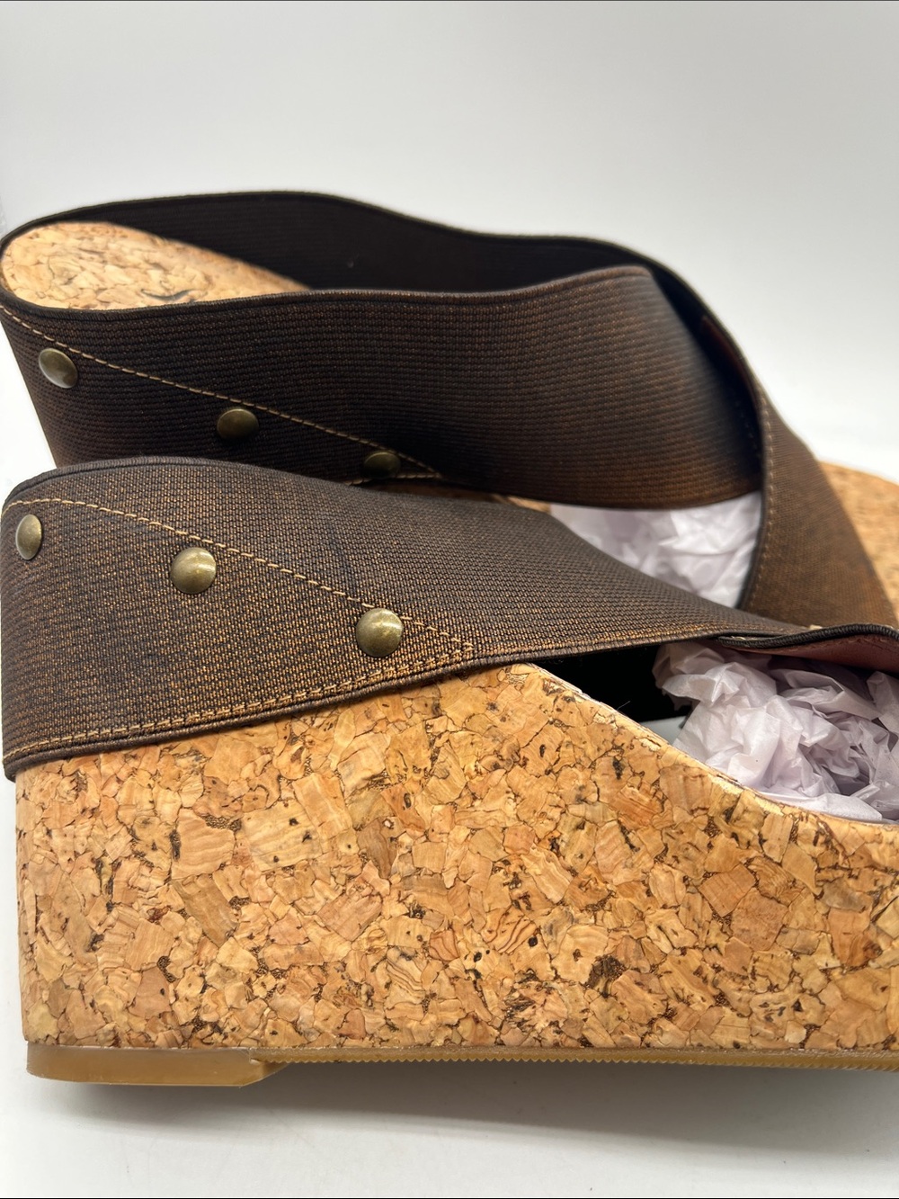 Lucky Brand Bronze - Brown Wedge Cork Sandals Sz 7.5 NWT - Picture 2 of 7